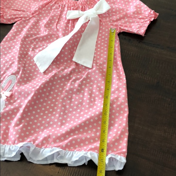 Beautiful Easter bunny dress pink & white polkadot - Picture 5 of 8